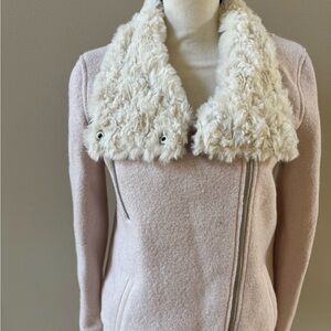 Zara Pink Teddy Jacket with Cream Collar